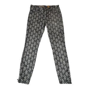 Anthropologie PILCRO 29 Serif Sateen Jeans Pants Skinny Navy Blue Geo Print